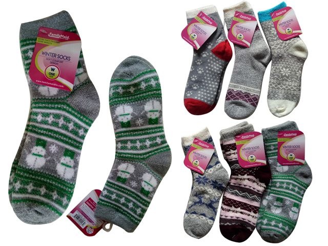 72 Pieces Women's Thick Socks Assorted Designs One Size Fits Most - Womens Ankle Sock
