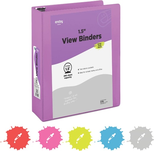 12 Pieces 1.5" O-Ring View Binder with 2-Pockets, Purple - Binders