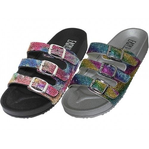 Women's Rainbow Rhinestone Sandals - Sizes 6-11