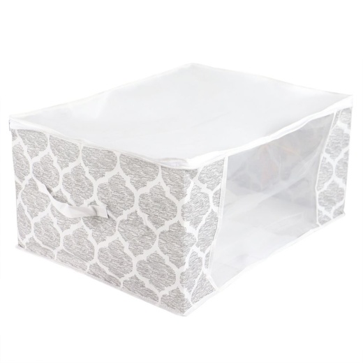 12 Pieces Home Basics Arabesque Non-Woven Blanket Bag With See-Through Window, White