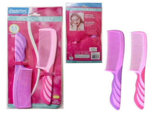 144 Pieces 2 Piece Combs With Rubber Handle - Hair Brushes & Combs