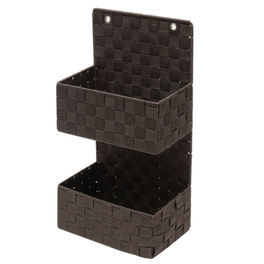 6 Pieces Home Basics 2 Tier Hanging Woven Bins, Brown - Storage & Organization