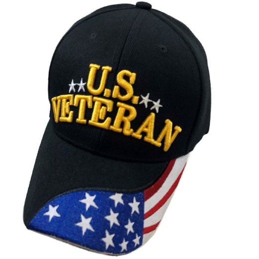 24 Pieces Us Veteran Ball Cap [Flag Bill] - Baseball Caps & Snap Backs