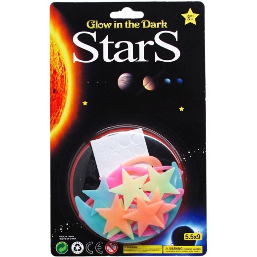 96 Pieces 15Pc Glow Planets, Stars, Comets On Card, 2 Assrt - Stickers
