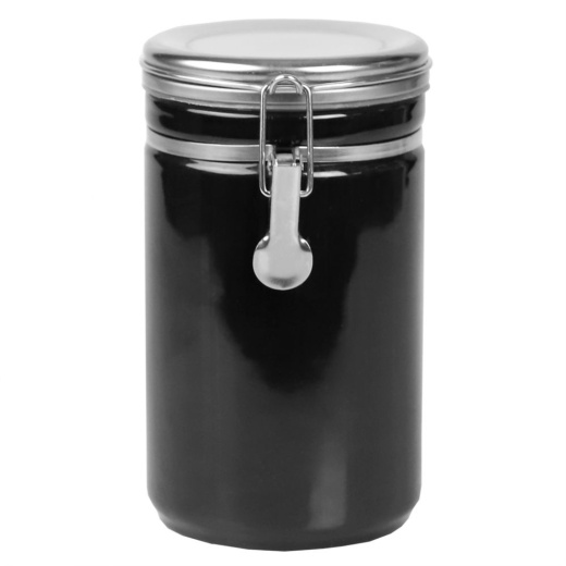 8 Pieces Home Basics 45 Oz. Canister with Stainless Steel Top, Black - Storage & Organization