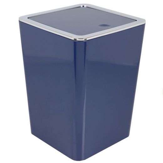 4 Pieces Home Basics Skylar Swing Top 3 Lt Abs Plastic Waste Bin, Navy