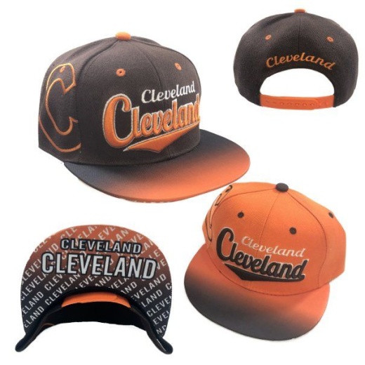 24 Pieces Snap Back Flat Bill Cleveland Fade Top Printed Bottom Bill - Baseball Caps & Snap Backs