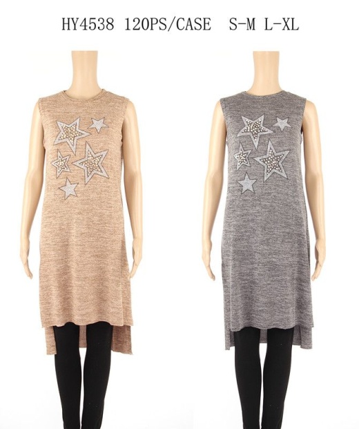 24 Pieces Womens Long Summer Printed Top With Stars - Womens Fashion Tops