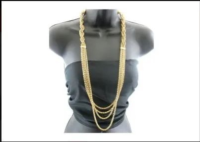 12 Pieces Half Braided Gold Tone Chain - Necklace