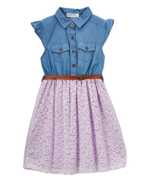 6 Pieces Girls Lavendar Chambray Dress In Size 7-14 - Girls Dresses And Romper Sets