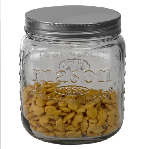6 Pieces Home Basics 90 Oz. Medium Mason Glass Canister, Clear