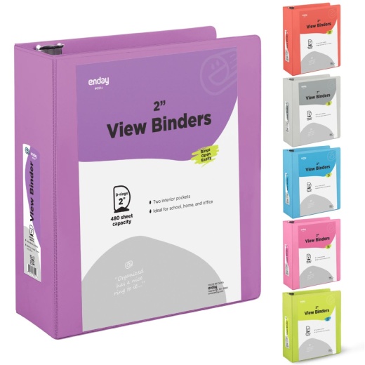 2" Slant-D Ring View Binder With 2 Pockets, Purple - Binders