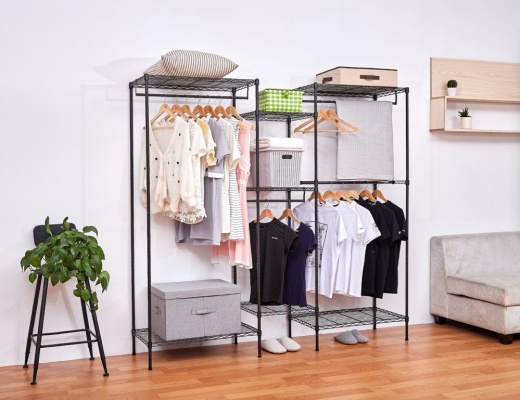 Home Basics 5 Tier Epoxy Coated Steel Garment Rack, Black
