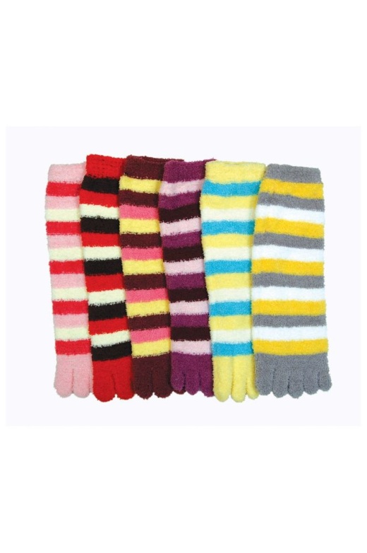 120 Pairs Women's Striped Fuzzy Toe Socks Size 9-11 - Womens Fuzzy Socks