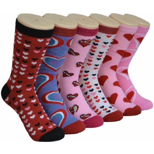 360 Pairs Women's Heart Printed Crew Socks - Best Womens Crew Sock