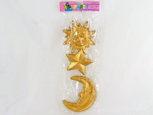 144 Pieces Decoration Plastic Star Moon And Sun - Hanging Decorations & Cut Out