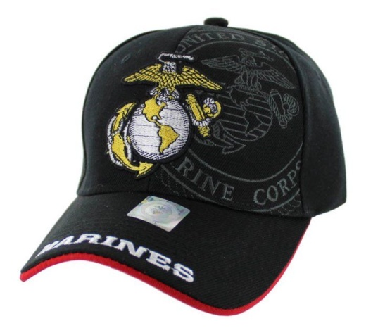 12 Pieces Licensed Globe And Anchor Hat With Shadow Black - Baseball Caps & Snap Backs