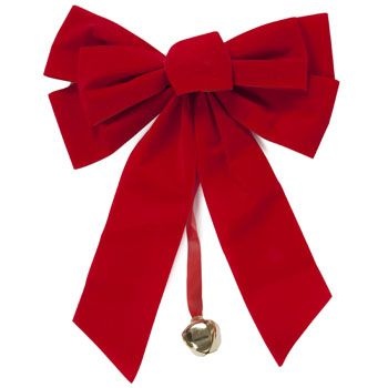 36 Pieces Bow Red Velvet 10X15in W/Bell 7 Loop Christmas Tcd - Bows & Ribbons
