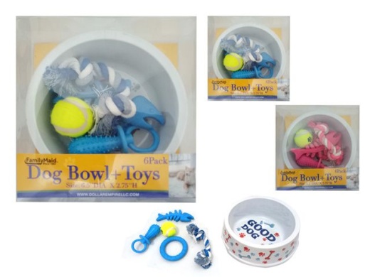 24 Pieces 6 Pc Dog Bowl + Toys - Pet Accessories