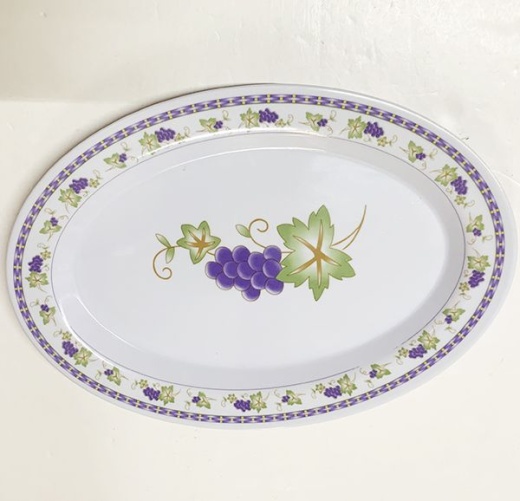 120 Pieces Oval Plate Floral Design - Plastic Bowls And Plates