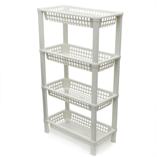 10 Pieces Home Basics 4-Tier Plastic Standing Baskets, White