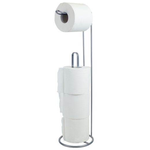 12 Pieces Home Basics Freestanding Dispensing Toilet Paper Holder, Satin Nickel - Napkin And Paper Towel Holders