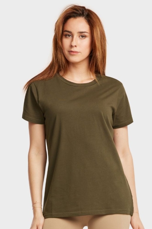 24 Pieces Ladies Classic Fit Crew Neck T-Shirt in Olive - Women's T-Shirts