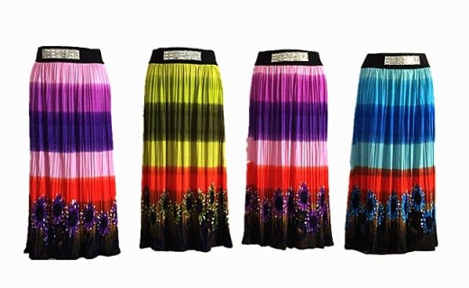 48 Pieces Womens Long Skirt Tutu Swing Skirts Pleated High Elastic Waist Midi Skirt Flowing Assorted - Womens Skirts
