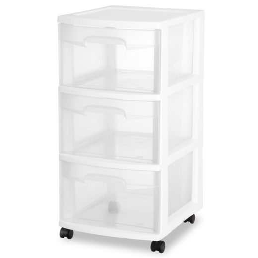 2 Pieces Sterilite 3 Drawer Cart, White - Storage & Organization