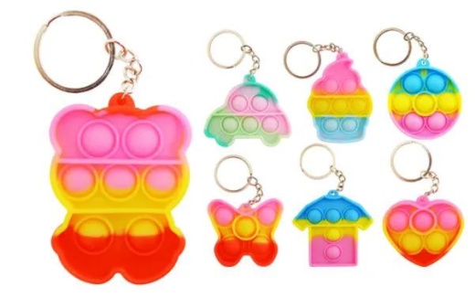 48 Pieces Bubble Pop Toy Keychain Assorted Tie Dye - Colorful Key Chains
