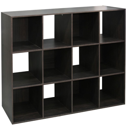 Home Basics Stackable 12 Open Cube Modern Wood Organizer, Espresso - Storage & Organization
