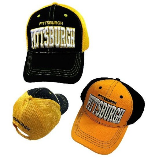 24 Pieces Air Mesh Back Solid Front Ball Cap Pittsburgh - Baseball Caps & Snap Backs
