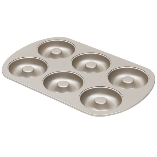 12 Pieces Home Basics Aurelia Non-Stick 6-Cavity Carbon Steel Donut Pan, Gold