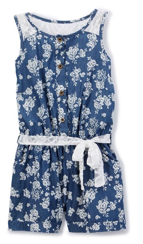 6 Pieces Girls' Denim Romper In Size 5-6X - Girls Dresses And Romper Sets