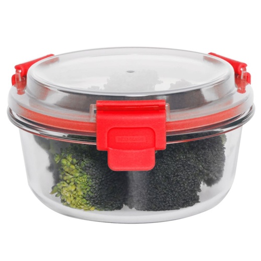 12 Pieces Home Basics 13oz. Round Borosilicate Glass Food Storage Container, Red - Food Storage Containers