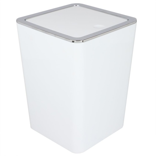 Home Basics Skylar Swing Top Waste Bin - 4 Pieces White ABS Plastic Waste Basket