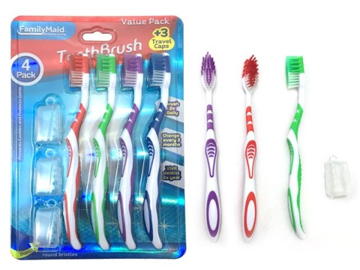 144 Pieces 7-Piece Toothbrush & Travel Caps Set - Toothbrushes And Toothpaste