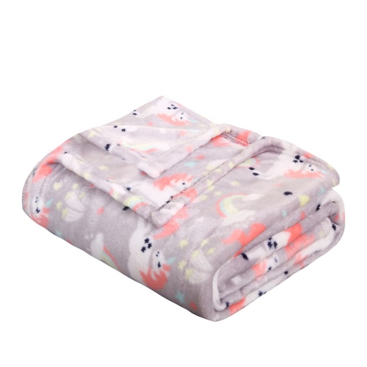 24 Pieces Children's Unicorn Printed Fleece Blanket Size 50 X 60 - Fleece & Sherpa Blankets