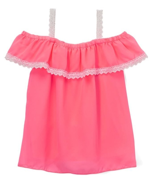 6 Pieces Girls' Off The Shoulder Summer Top, Size 4-6X - Girls Tank Tops And Tee Shirts