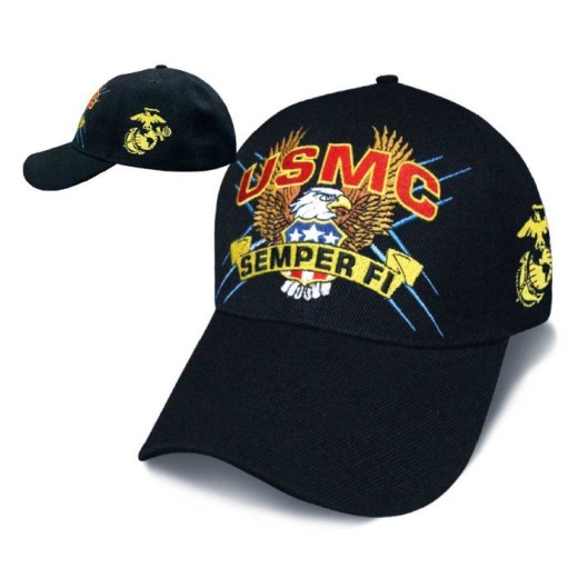 12 Pieces Licensed Black Usmc Semper Fi Hat With Eagle - Baseball Caps & Snap Backs