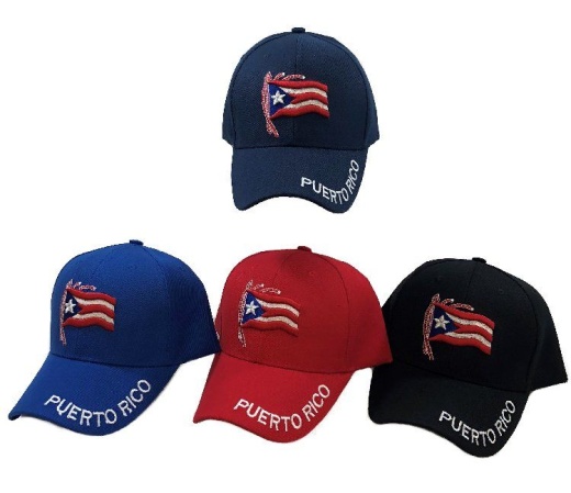 24 Pieces Puerto Rico Flag Ball Cap Puerto Rico On Bill - Baseball Caps & Snap Backs