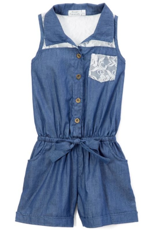 6 Pieces Girls' Denim Romper In Size 5-6X - Girls Dresses And Romper Sets