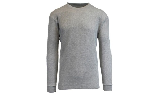 Men's Waffle Knit Thermal Shirt in Heather Grey, Size L - Mens Thermals