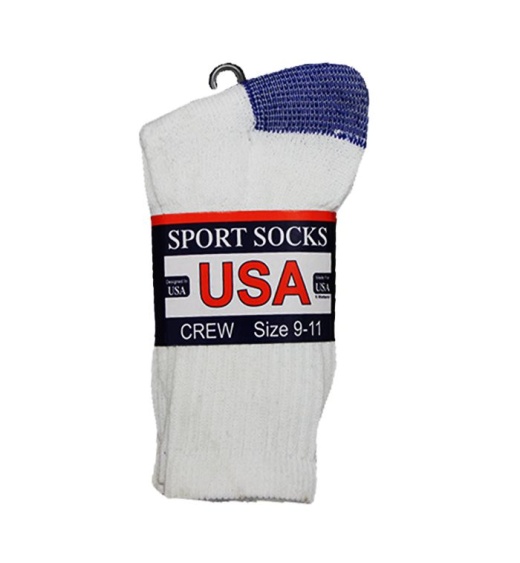 120 Pairs Men's White With Blue Heel & Toe Irregular Crew Socks - Mens Crew Socks