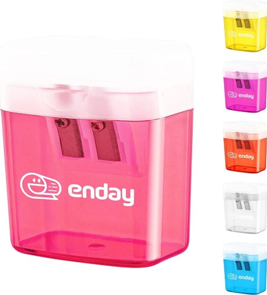 20 Pieces 2-Hole Rectangular Sharpener W/Recycle Bin Enday, Pink - Sharpeners
