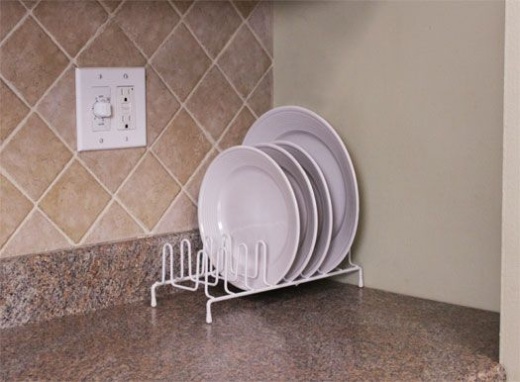 6 Pieces Home Basics Vinyl Coated Steel Plate Rack - Kitchen Cutlery