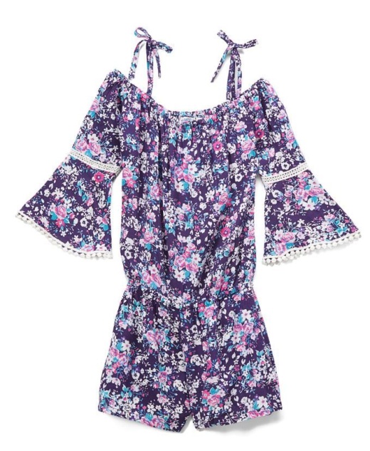 6 Pieces Girls' Navy Rayon Romper In Size 4-6X - Girls Dresses And Romper Sets