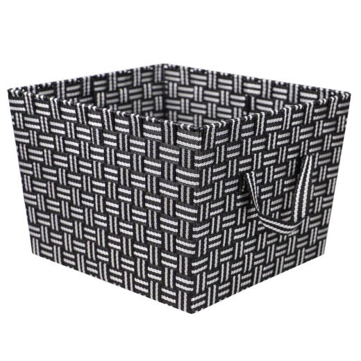 6 Pieces Home Basics Striped X-Large Woven Strap Open Bin, Black - Storage & Organization