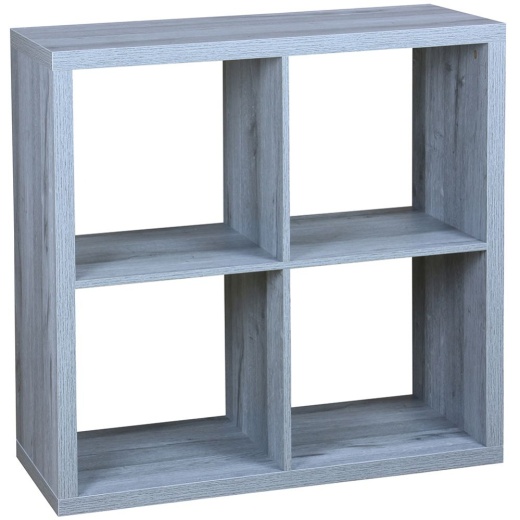 Home Basics 4 Open Cube Organizing Wood Storage Shelf, Grey