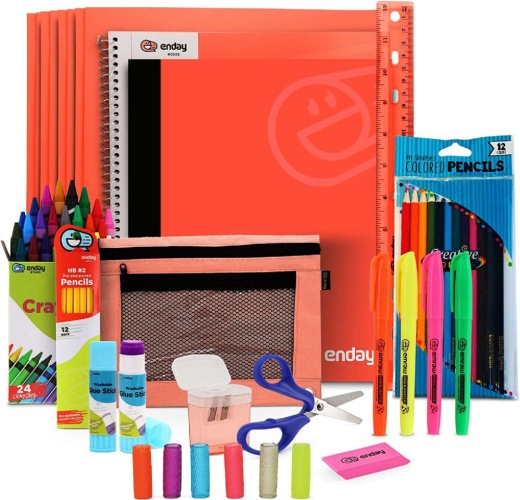 12 Pieces School Kit Color Box Red - School Supply Kits